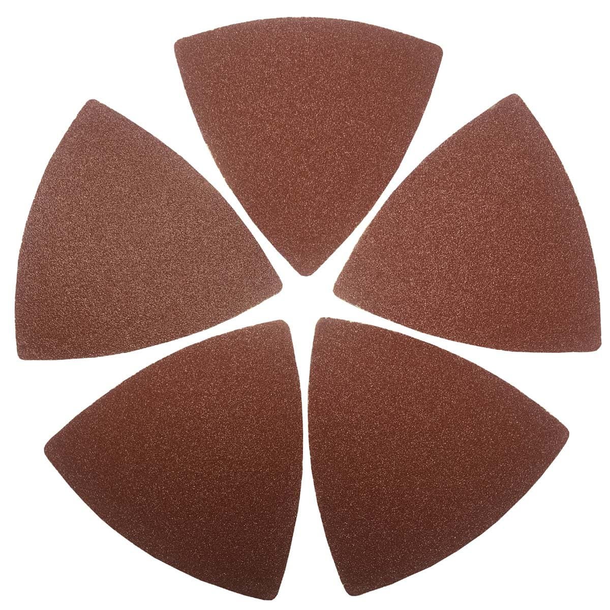 XXGO 60 Pcs 120 Grits Triangular 3-1/8 Inch 80mm Hook & Loop Oscillating Tool Sanding Paper for Wood Sanding Fit 3-1/8 Inch 80mm Triangular Oscillating Multi Tool Sanding Pads XG8020120