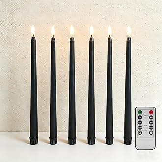 Black Flameless Taper Candles with Remote, Flickering Battery LED Candlesticks Home Decor Set of 6