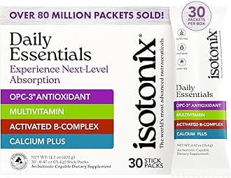 Daily Essentials Multivitamin Powder Packets – 4-in-1 Formula with Multivitamin, Activated B-Complex, Calcium Plus & OPC-3 with Pycnogenol® – Isotonic Delivery – Gluten Free-30 Packets