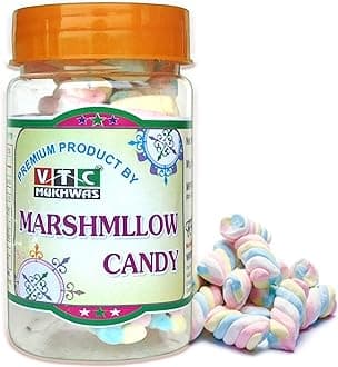 VTC MUKHWAS Marshmallows Twisted Shape Pure Veg 25 Pcs Strawberry/Vanilla Flavour Candy