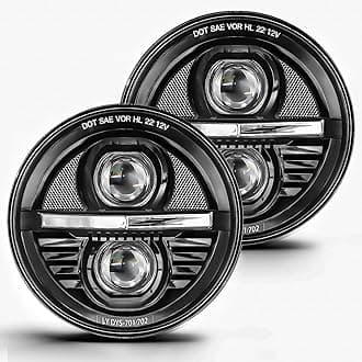 UNI-SHINE 2 pcs 7 Inch LED Headlights Round Z-Shaped Anti-glare H6024 led Headlight 7'' led Headlight Hi/Lo Beam fit for Jeep Wrangler JK TJ CJ fit for Chevy fit for Miata