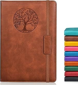 Lined Journal Notebook for Women Men,256 Pages A5 Hardcover Leather Journals for Writing,Travel,Business,Work & School,College Ruled Notebooks for Note Taking,Diary Notepad 5.7"×8.3"(Brown)