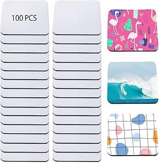 100 Pieces Sublimation Blank Cup Coasters Bulk Square Blank Cup Mat Rubber for Sublimation Transfer Heat Press Printing DIY Crafts 3.93 x 3.93 Inch