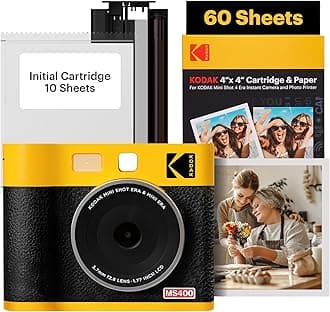 Mini Shot 4 ERA 4PASS 2-in-1 Instant Camera and Photo Printer (4x4) (Yellow, Camera + 70 Sheets)