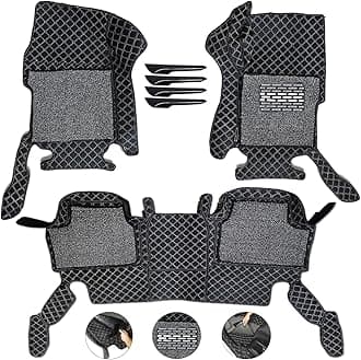 7D Mat for Thar New Car Floor Mat with Free Bumper Protector, Year: 2021-22, Full Velcro, 100% Company Assured, Washable, Grass Mat Attached (Black, Thar New (2021-22))