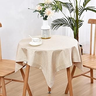 Wolkemer 36x36 Inch Faux Linen Small Square Tablecloth, Heavy Duty Beige Table Cloths for Tables 18-30 Inch (Not for 36" Table), Coffee Tables Cover for Kitchen Dining Indoor Outdoor