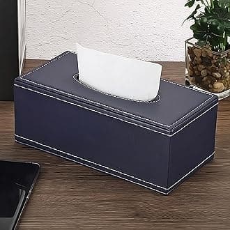 oddpod™ PU Leather Rectangular Tissue Box Holder/Napkin & Paper Towel Dispenser with Magnetic Bottom Lid for Office, Home, Hotel, School & Salon - Oxford Blue