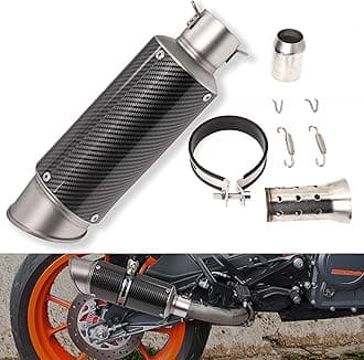 Universal Slip on Modified Exhaust Mufflers with Silencers Compatible with Motorcycle Grom ATV Dirt Bike Street Bike Scooter Pipe Diameter 38mm-51mm Exhaust,Carbon Fiber Silver
