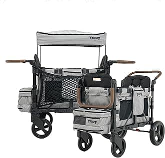 Keenz XC EVO - Luxury 2 Passenger Stroller Wagon for Kids | Foldable 2 Passenger Quad Seater with Adjustable Canopy | Gray