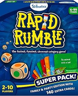 SkillmaticsBoard Game - Rapid Rumble Super Pack, Family & Party Edition with 140 Extra Cards, Educational Toys, Gifts for Kids, Teens & Adults
