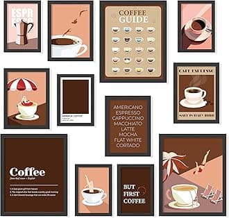 97 Decor Coffee Wall Art - Modern Coffee Bar Decor, Vintage Cafe Print, Cute Bar Cart Posters Drink Pictures for Kitchen Cafe Shop Decorations (8x10 Unframed)