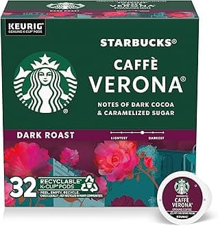 Starbucks K-Cup Coffee Pods, Dark Roast Hot or Iced Coffee, Caffè Verona, 32 Keurig Pods