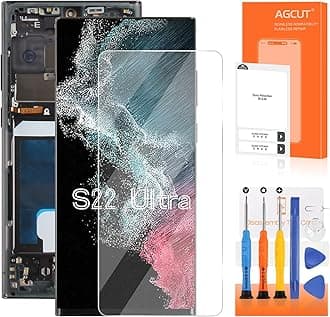 OLED for Samsung S22 Ultra 5G Screen Replacement for S22 Ultra LCD Display SM-S908U SM-S908E LCD Digitizer Touch Assembly Black with Frame (US Version,Support Fingerprint)