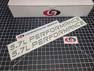 5.7L Performance Decals (2-Pack) Hemi V8 Hood Fender Racing Stickers Fits 2005+ Challenger Charger Ram Durango R/T 300C (Gloss Gray, 2.0" H x 30.0" L)