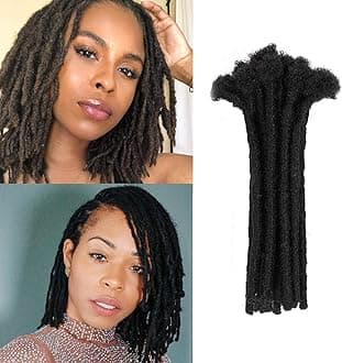 100% Human Hair Dreadlock Extensions for Men/Women 0.6cm Width Full Hand-made 6 Inch 10 Strands Permanent Locs Extensions Can be Dyed and Bleached