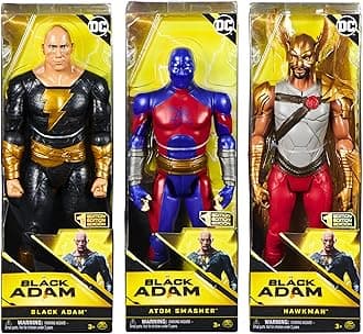 Toptoys2u Bargain Bundles DC-Comics Black Adam 1st Edition Collectible 28cm Articulated Action Figures - Pack of All 3 Characters - Black Adam, Atom Smasher, & Hawkman