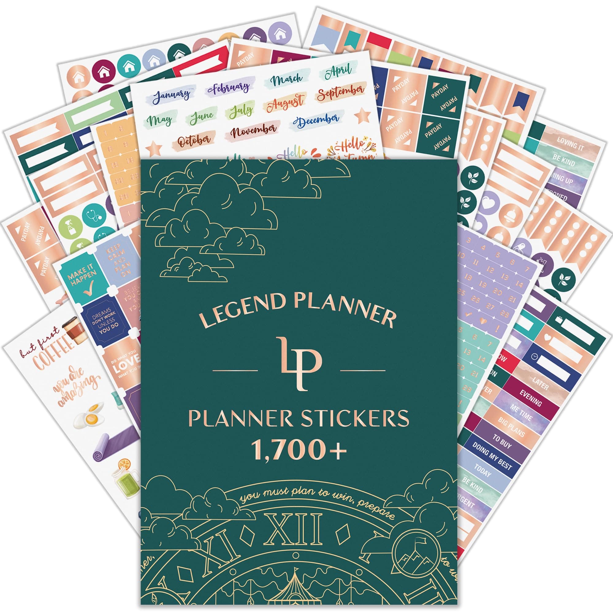 Legend Planner Value Sticker Pack – 1,700+ Small Stickers for , Journal & Calendar – Aesthetic, Inspirational, Seasonal, Dates, Months, Holidays, to-dos & Budget Stickers – Accessories