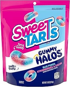 Halos, Candy, Blue Punch and Strawberries and Cream, Tart and Chewy, Soft and Fluffy, 11 oz