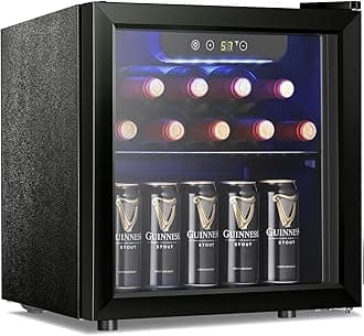 Antarctic Star 1.6cu.ft Wine Cooler/Cabinet Beverage Refrigerator Small Mini Red & White Wine Cellar Beer Soda Clear Front Glass Door Counter Top Bar Fridge Quiet Operation Compressor Adjust