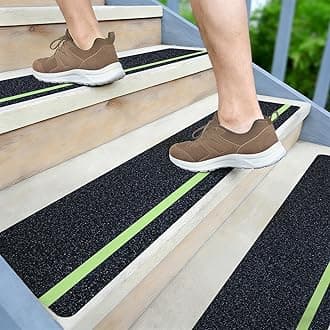 LifeGrip Anti Slip Traction Treads with Glow in Dark Stripe (10-Pack), 6" X 32", Best Grip Tape Grit Non Slip, Outdoor Non Skid Tape, High Traction Friction Abrasive Adhesive for Stairs Step