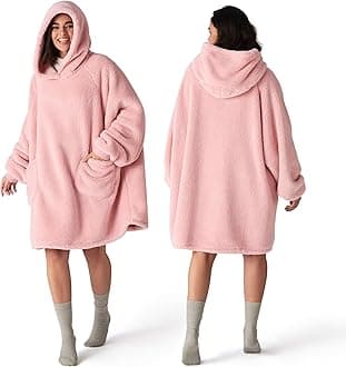 Pink Blanket Hoodie, Wearable Blanket Hoodies as Birthday Mothers Day Gifts for Girlfriend Wife Women Men, Warm Cozy Fluffy Soft Sweatshirt Hooded Blankets With Sleeves for Women Men Adults