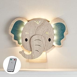 Lights4fun Battery Operated LED Elephant Children's Wall Light Kids Bedroom Nursery Decoration with Remote and Timer