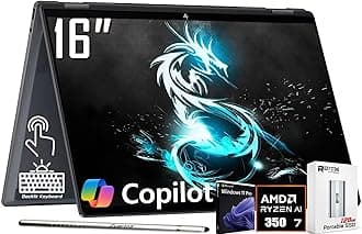 OmniBook X Flip 2-in-1 Copilot+ AI PC Laptop, 16" 2K Touchscreen, AMD 8-Core Ryzen AI 7 350(>Intel i7-1355U), 24GB LPDDR5X, 2TB Gen4 SSD, 5MP IR Webcam, Backlit KB, W/128GB PSD&Stylus, Win11 PRO