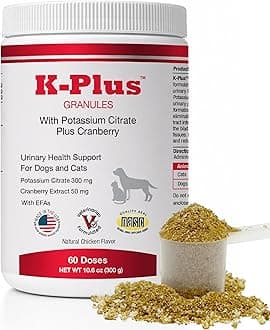 K-Plus Potassium Citrate + Cranberry Granules for Dogs & Cats – Vet-Approved UTI & Bladder Health Support – Helps Maintain Urinary Balance & Kidney Function – Easy-to-Use Granules – 60 Doses