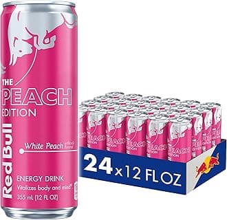 Peach Edition Energy Drink, White Peach, 12 fl. oz., 24 cans, with 114mg Caffeine, Taurine & B Vitamins