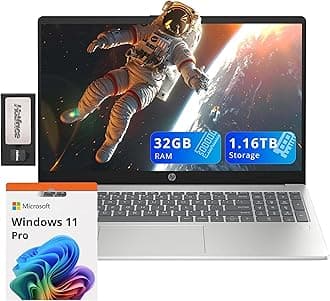 HP Pavilion 15.6" FHD Laptop, Intel i3-N305, 32GB DDR4, 1.16TB Storage(1TB SSD+160GB Docking Station Set), Intel UHD Graphics, Num Pad, HD Camera, Fingerprint Reader, Wi-Fi 6, Windows 11 Pro, Silver