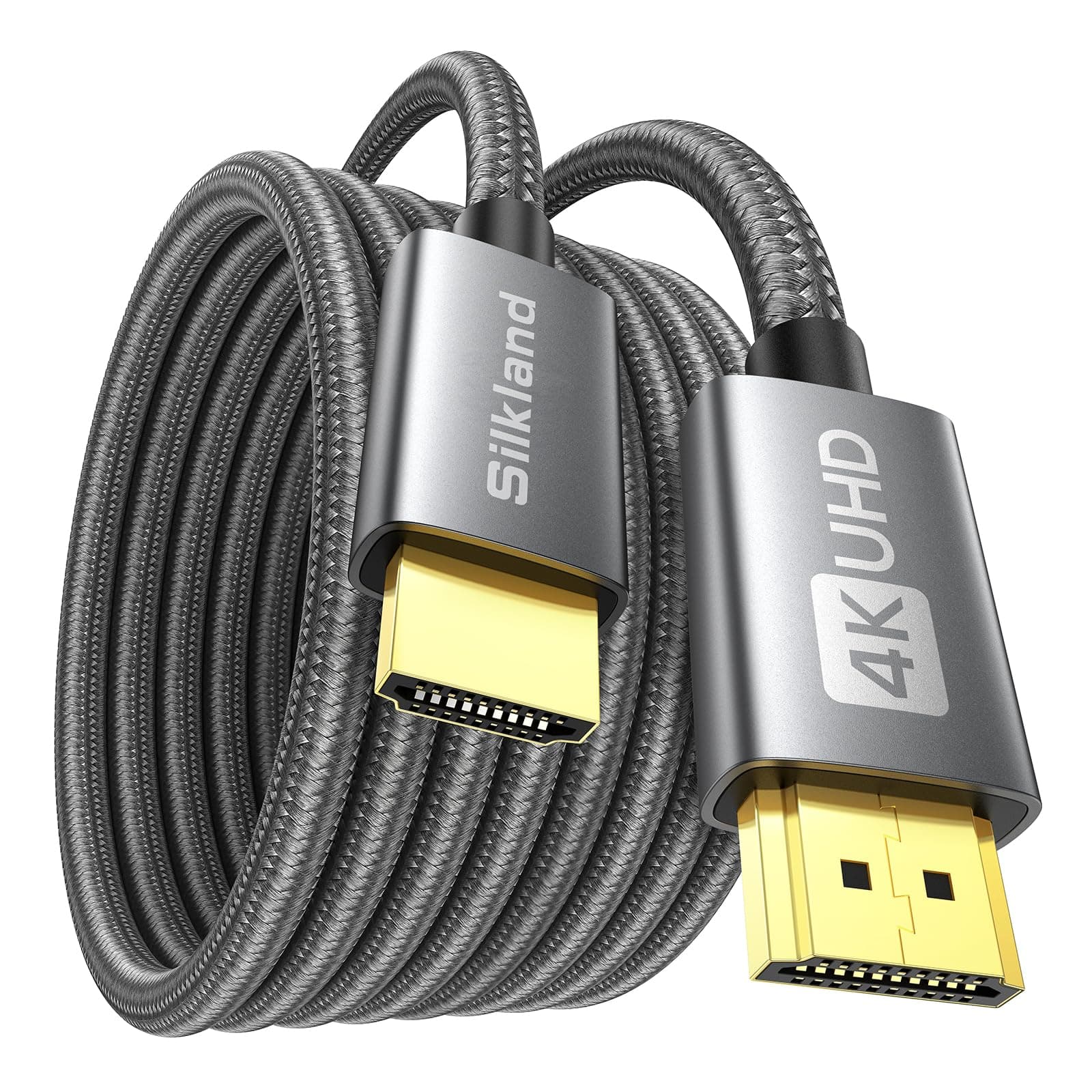 Silkland 4K HDMI Cable 2M, Nylon Braided 18Gbps High Speed, Support 4K@60Hz, 2K@144Hz/120Hz, ARC, HDR, 3D, Ethernet, Compatible with TV, Blu-ray Player, PS5/PS4, DVD, Xbox, Soundbar, Sky, PC, Laptop