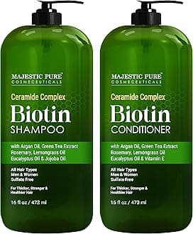 Biotin Shampoo and Conditioner Set - With Essential Oils & Ceramides - Helps Hair Growth, Thickening, Dry & Colored Hair - Sulfate Free - For All Hair Types - Men & Women - 16 fl oz each