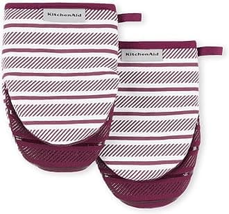 KitchenAid Albany Mini Oven Mitt 2-Pack Set, Beet, 5.5"x8"