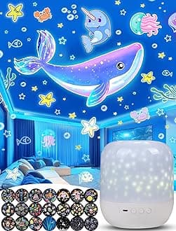 21 Sets of Films + Kids Night Light Projector, Projector Night Light for Kids Bedroom, Ceiling, Star Galaxy Projector with 360° Rotation, Dimmable for Baby Toddler Girl, Christmas, Nursery, Room Decor