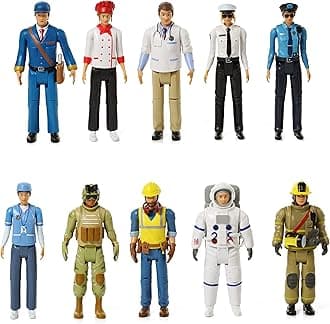Doll Collection Sweet Li’l Family Dollhouse Figures - Firefighter, Police Officer, Doctor and More, Set of 10 Action Figure People Doll House Set, Pretend Play for Kids and Toddlers