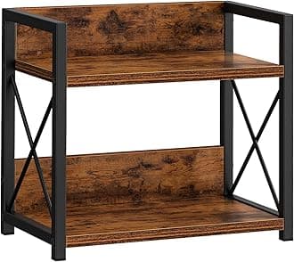 Giikin Countertop Shelf Organizer, 2 Tier Kitchen Spice Rack for Countertop, Wood Coffee Counter Shelf Organizer for Home (Brown, S)