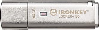IronKey Locker+ 50 USB Flash Drive XTS-AES Encrypted for Data Protection with Automatic USBtoCloud Back Up-IKLP50/64GB