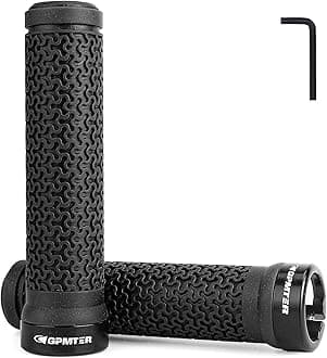 Bike Handlebar Grips, Single Lock on Bicycle Handle Bar, for BMX, Mountain, MTB, Beach Cruiser, Scooter, Folding Bike, Soft Non-Slip-Rubber Hand Grip Comfortable Ergonomic