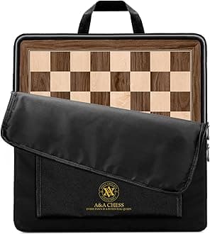 A&A 17.25" Professional Wooden Chess Board with Storage Bag/Walnut & Maple Inlaid / 1.75" Squares w/o Notation