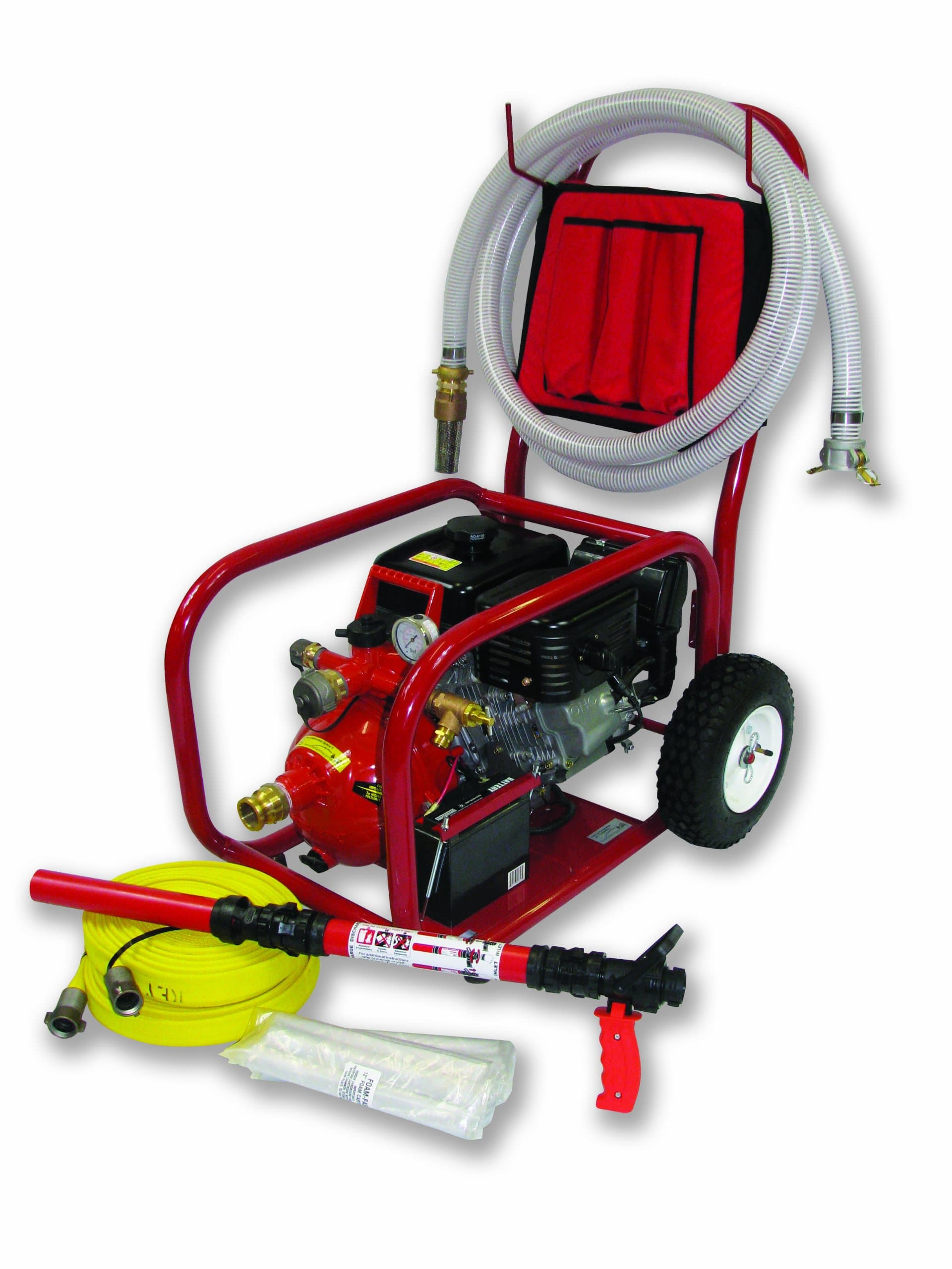 HF-S14FC-150F-BK Pool Fire Pump Cart System with 1.5-Inch Fire Hose and 30 gpm Solid Cartridge Foam System