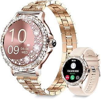 Smart Watches for Women (Answer/Make Call) with Diamonds, 1.3Â”HD Screen Bluetooth Smartwatch for Android iOS Phones, IP68 Waterproof Fitness Activity