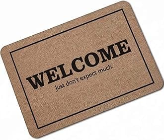 Non-Slip Doormat Welcome Just Don't Expect Much,Coral Fleece Indoor Outdoor Kitchen Floor Rug Front Door Mat 30X18 Inch