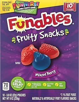 Funables Fruity Snacks, Mixed Berry Fruit Flavored Snacks, 0.8 Ounce Pouches (Pack of 10)