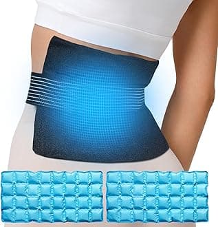 Koonie Extra 2 Large Ice Packs for Back Pain Relief with Extension Strap, Cold and Hot Packs for Injuries, Reusable Lower Back Ice Pack Wrap for Lumbar Surgery, Sciatica, Herniated Disc, Coccyx Pain