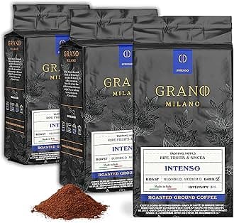 Ground Coffee 750g, Intenso Arabica and Robusta, Dark Roast Intensity 5/5 Extra Strong Coffee, Made in Italy