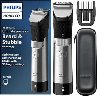 Philips Norelco Series 9000, Ultimate Precision Beard and Hair Trimmer with Beard Sense Technology for an even trim, BT9810/40