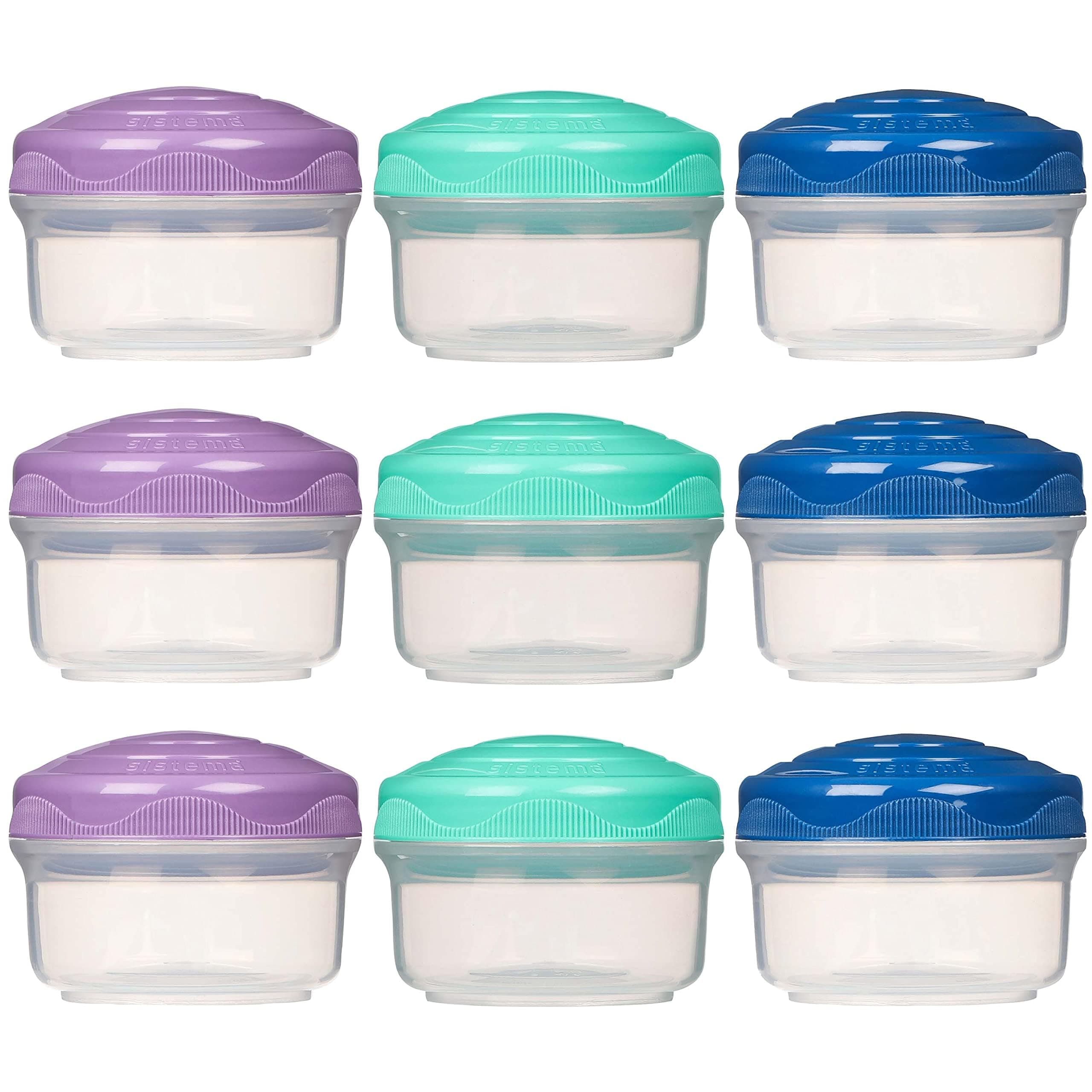 TO GO Mini Bites Snack Pots | 130 ml | Stackable Snack Boxes for Kids Travel | Food Containers with Lids | 9 Count