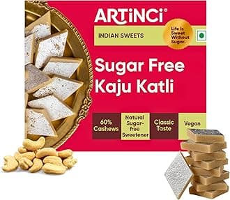 Sugar free Kaju Katli | Low Carb | Low GI | No Added Sugar | Made with Pure Kaju (200 gms) (Pack of 1)