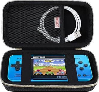BOVKE Carrying Case for WELLST·G Handheld Game -Preloaded 220 Retro Video Games, Mini Arcade Electronic Storage Organizer, Extra Mesh Pocket fits Cable, Black Star (Case Only)