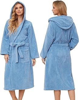 PJGGZ Hooded Bathrobes for Women, Soft Long Towel Robes for Women - Quick Dry yet Warm